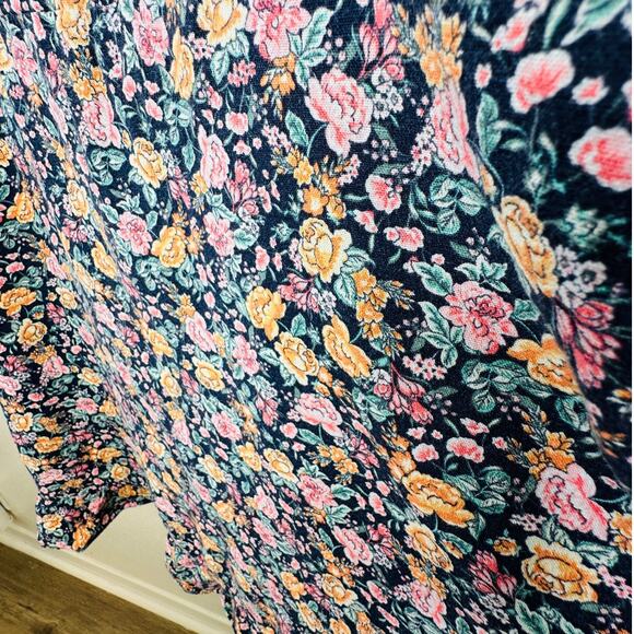 Old Navy Blue Multi Color Floral V-Neck Smocked Back Summer Dress XL - Picture 5 of 13